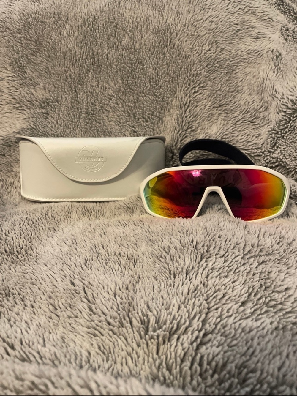 Vuarnet Trek White Blue HD Rainbow Flash Unisex Sunglasses with Case Authentic